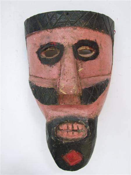 MEXICAN MASKMAKER [20TH CENTURY] - Hand-painted,: Mexican Maskmaker [20th Century]. "Mexican Mask [Traditional - 0044]. Moor Mask. From the Dance of the Moors and the Christians, State of Puebla [Mexico]". Hand-painted, hand-carved, polychromed natur