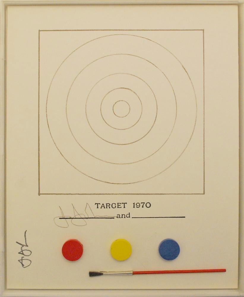 JASPER JOHNS - Color offset lithograph: Jasper Johns (American, b.1930). "Technics and Creativity II - Target 1970". Color offset lithograph. 1970. Signed in pencil, lower left; signed in the plate, lower left. Edition of 22,500, of which f