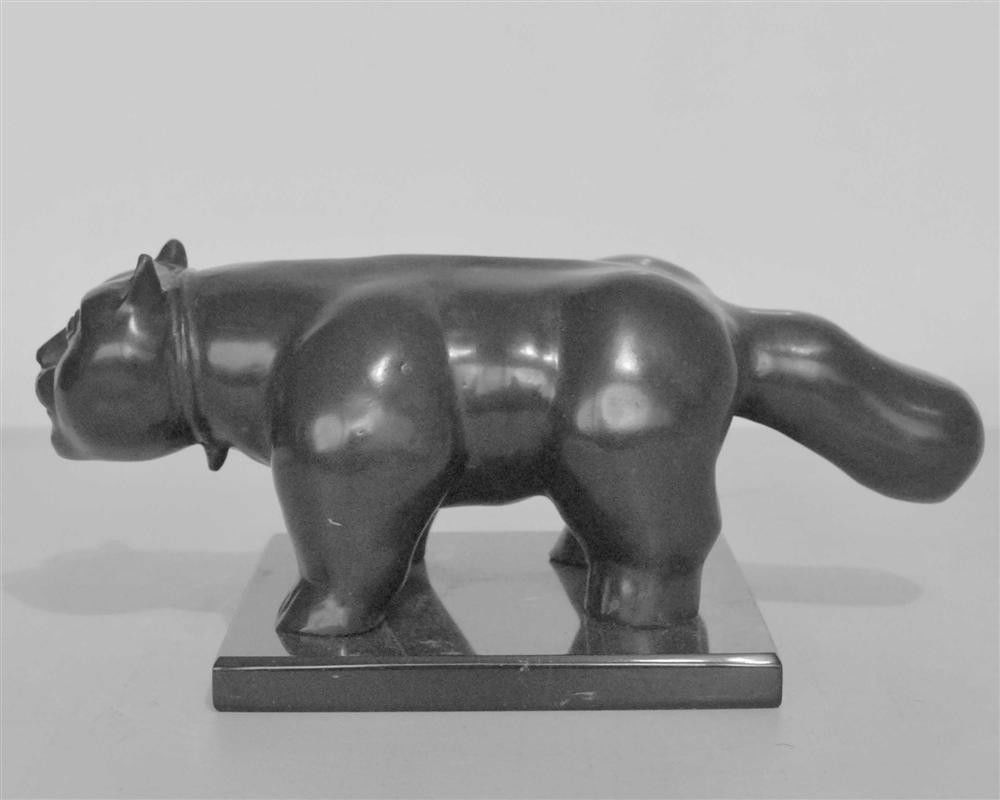 FERNANDO BOTERO [ATTRIB] - Bronze sculpture with d: Fernando Botero [attrib] (Columbian, b.1932). "Gato". Bronze sculpture with dark brown patina. 1992. Inscribed "F. Botero" and dated "1992". Edition of six. Fine, quality casting. Fine condition, the
