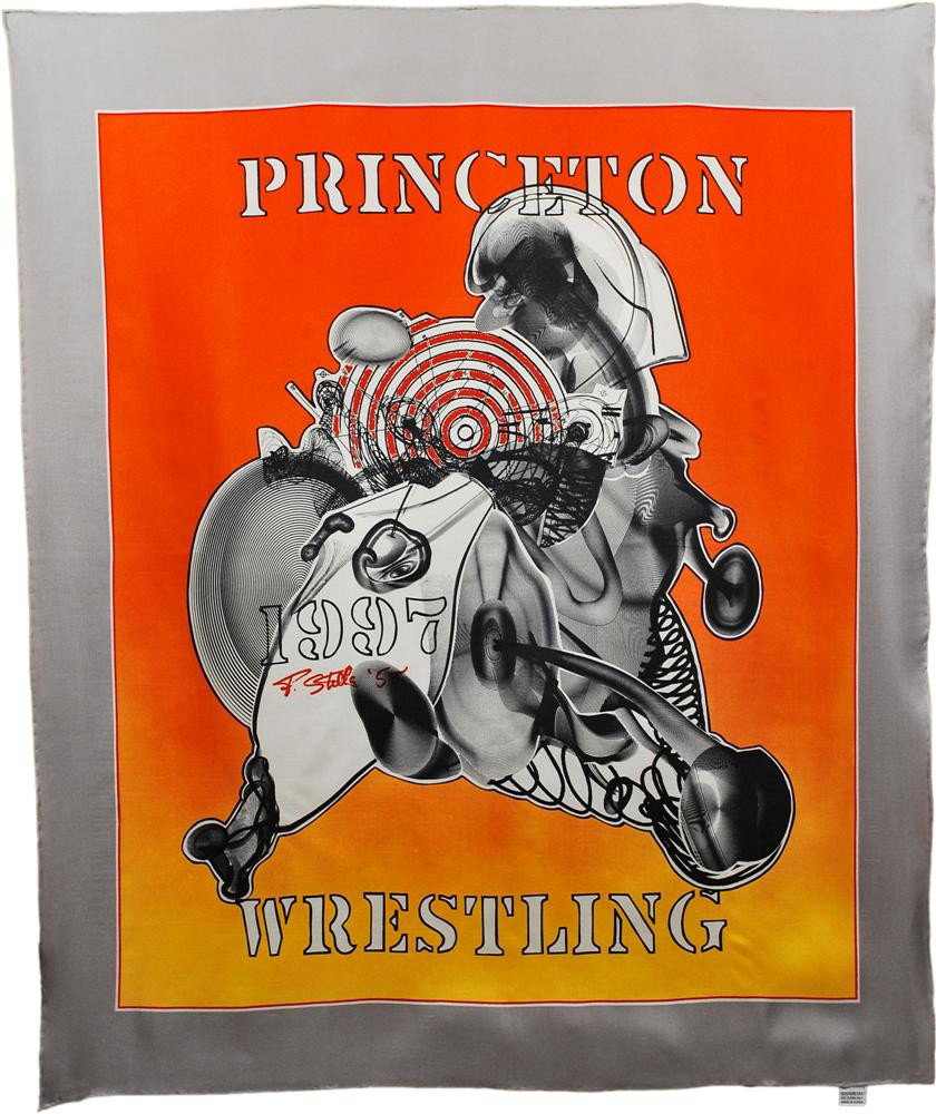 FRANK STELLA - Multiple/Textile: Frank Stella (American, b.1936). "Princeton Wrestling Scarf [Chiffon]". Multiple/Textile. 1998. Signed and dated. Edition of 24. Fine condition (never worn). A printed Chiffon silk scarf. Enclosed in 