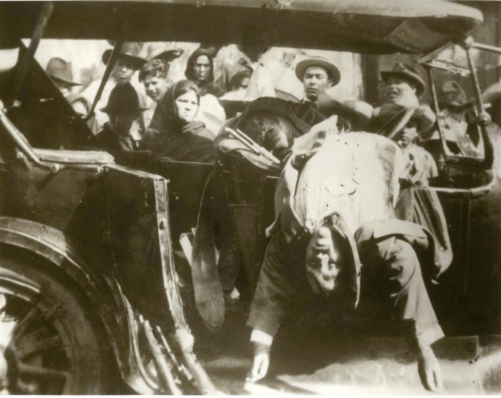 AGUSTIN VICTOR CASASOLA - Gelatin silver print: Agustin Victor Casasola (Mexican, 1874 - 1938). "Francisco Villa Asesinado en Parral, Chihuahua [Mexico]". Gelatin silver print. 1923. Printed later from the original negative. Casasola Studios emboss