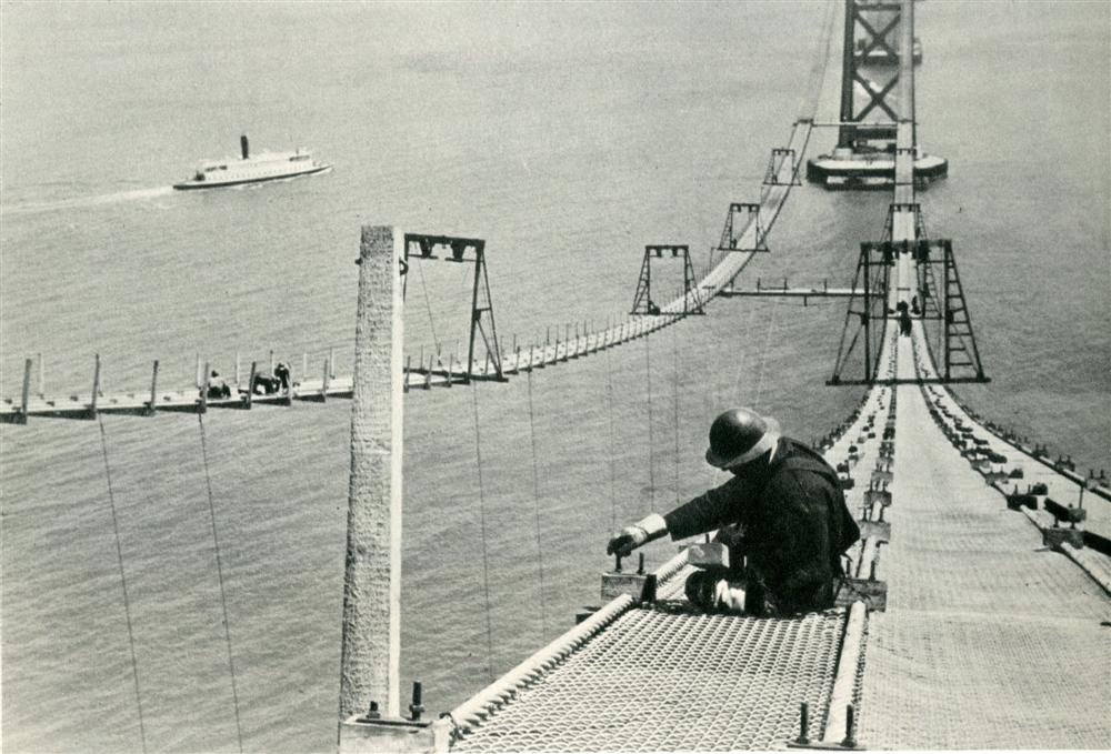 PETER STACKPOLE - Original vintage photogravure: Peter Stackpole (American, 1913 - 1997). "Bridge Expanse". Original vintage photogravure. 1935. Printed 1936. Image size: 5 1/16 x 7 1/2 in. (129 x 190 mm). [26630] {R100}