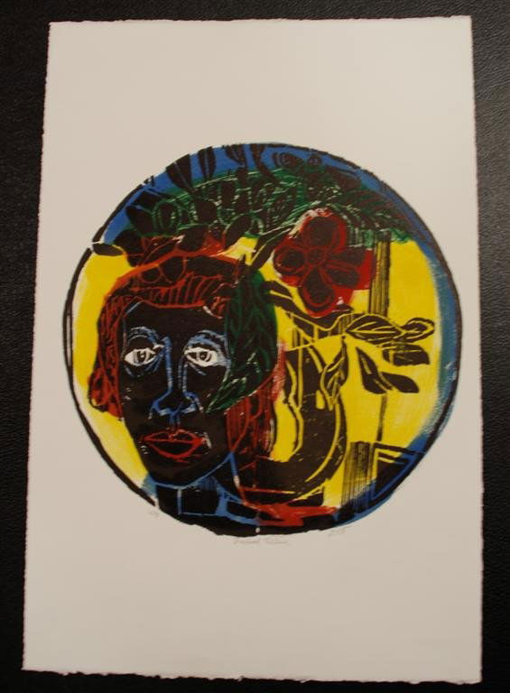 DAVID C. DRISKELL - Color woodcut: David C. Driskell (American, b.1931). "Festival Thelma". Color woodcut. 2006. Signed, titled, dated, numbered in pencil, lower margin. Edition of 25. Full margins. Fine impression. Condition: fine. At