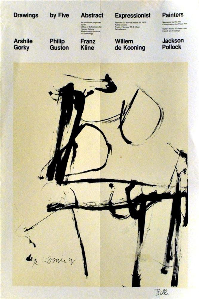 WILLEM DE KOONING - Color offset lithograph poster: Willem de Kooning (, 1904-1997). "Untitled". Color offset lithograph poster. 1975. Signed in pencil, lower right. Edition unknown, presumed small. White wove paper. Wide (full?) margins. Very good imp