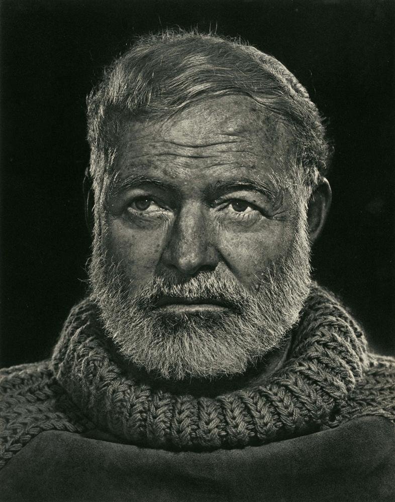 YOUSUF KARSH - Original vintage photogravure: Yousuf Karsh (Armenian/Canadian, 1908-2002). "Ernest Hemingway". Original vintage photogravure. 1957. Printed 1959. Very good condition. Image size: 11 15/16 x 9 3/8 in. (303 x 238 mm). [24784] {R100}