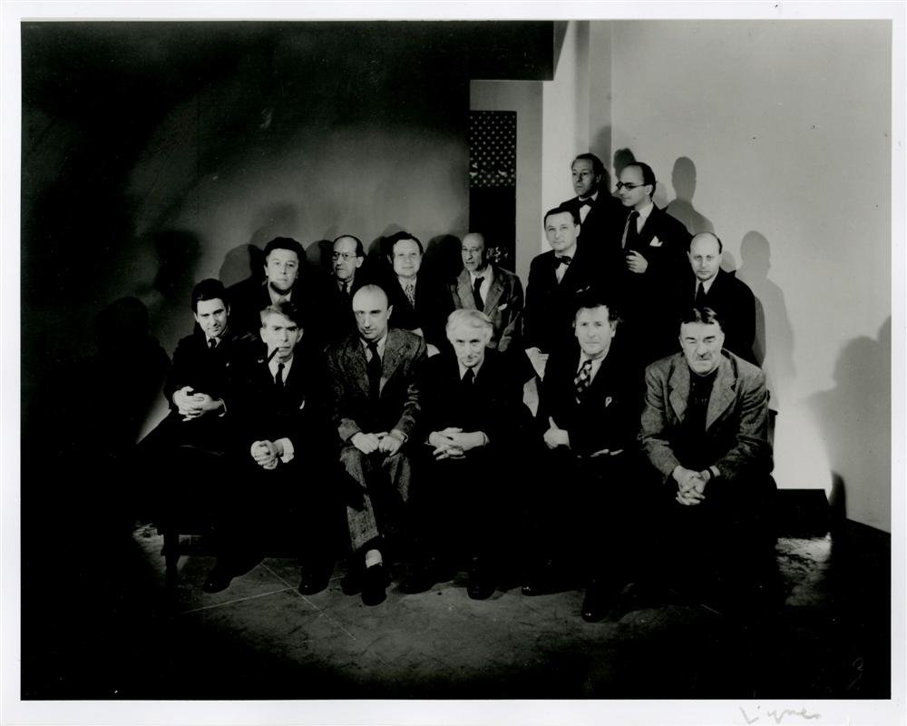 GEORGE PLATT LYNES - Gelatin silver print: George Platt Lynes (American, 1907-1955). "Artists in Exile, Pierre Matisse Gallery, New York, March, 1942". Gelatin silver print. 1942. Printed later?. Signed in pencil, lower right. Very good condit