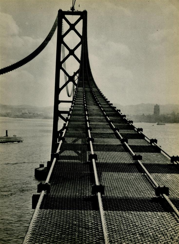 PETER STACKPOLE - Original vintage photogravure: Peter Stackpole (American, 1913 - 1997). "Bridge Construction". Original vintage photogravure. c1935. Printed 1936. Very good condition. Image size: 11 5/8 x 8 1/4 in. (295 x 210 mm). [25801] {R100}