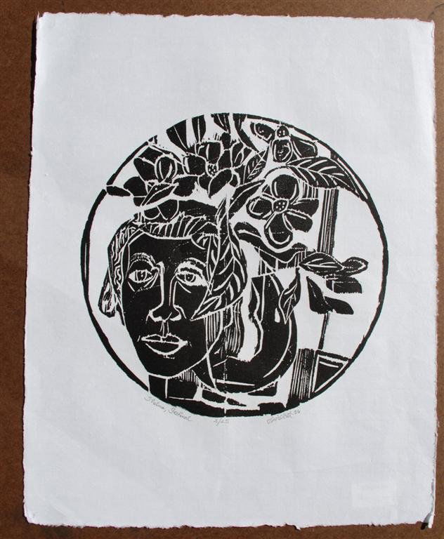 DAVID C. DRISKELL - Woodcut: David C. Driskell (American, b.1931). "Thelma, Festival". Woodcut. 2006. Signed, titled, dated, numbered in pencil, lower margin. Edition of 25. Full margins. Fine impression. Condition: slight foldin