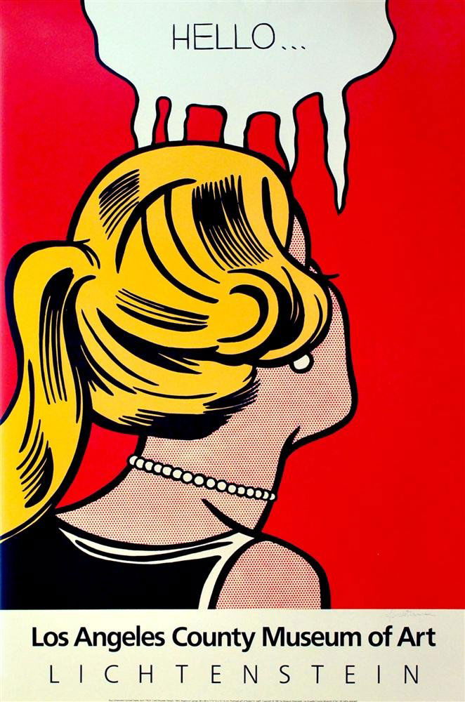 ROY LICHTENSTEIN - Color offset lithograph poster: Roy Lichtenstein (American, 1923-1997). "Cold Shoulder (detail)". Color offset lithograph poster. 1987. Signed in pencil, lower right. Edition unknown, presumed small. White wove paper. The full sheet