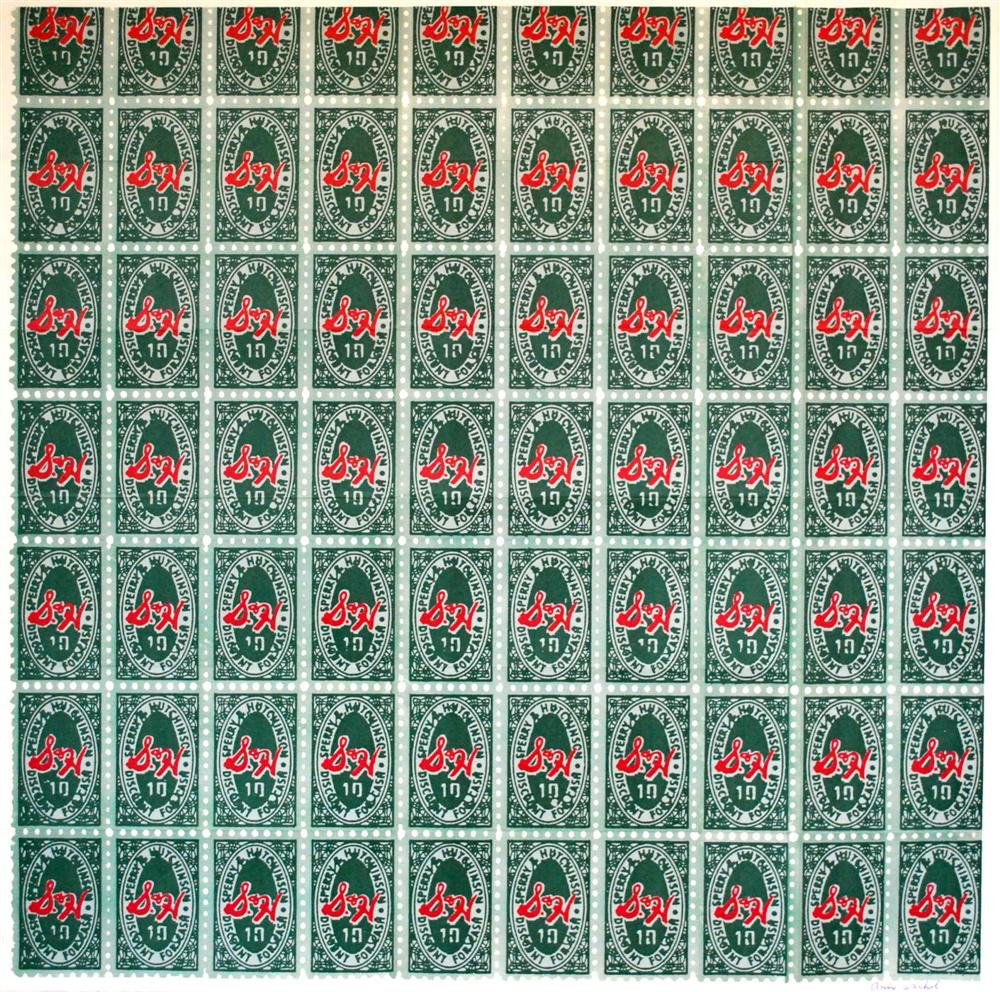 ANDY WARHOL - Color offset lithograph: Andy Warhol (American, 1928 - 1987). "S&H Green Stamps". Color offset lithograph. 1965. Signed in ink, lower right. Edition of 6,000, of which not all were distributed. Light cream wove paper. The ful