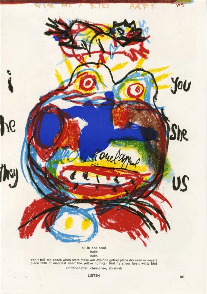 KAREL APPEL - Color lithograph: Karel Appel (Dutch, 1921-2006). "Composition (103)". Color lithograph. 1963. Signed in the plate, middle of the image. Edition of 2,000. White wove paper. The full sheet. Fine impression with fresh co