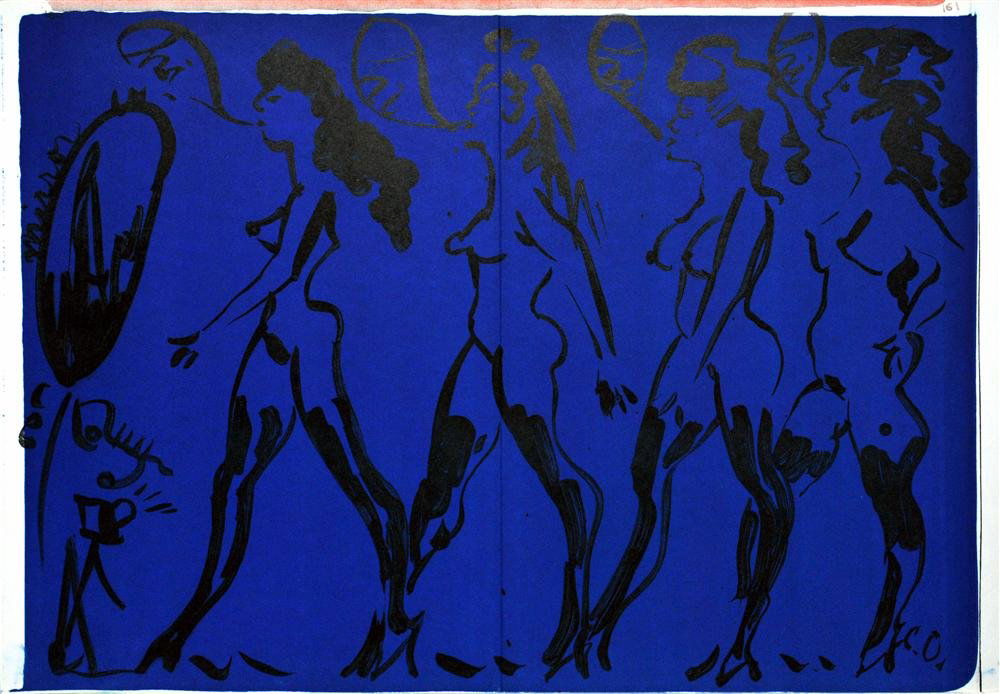 CLAES OLDENBURG - Color lithograph: Claes Oldenburg (Swedish/American, b.1929). "Parade of Women". Color lithograph. 1963. Signed with the initials in the plate, lower right. Edition of 2,000. White wove paper. The full sheet. Fine impr