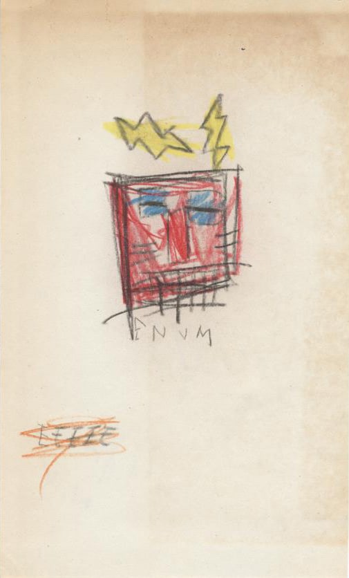 JEAN-MICHEL BASQUIAT - Composition - Crayon & pencil drawing on paper (1 of 3)