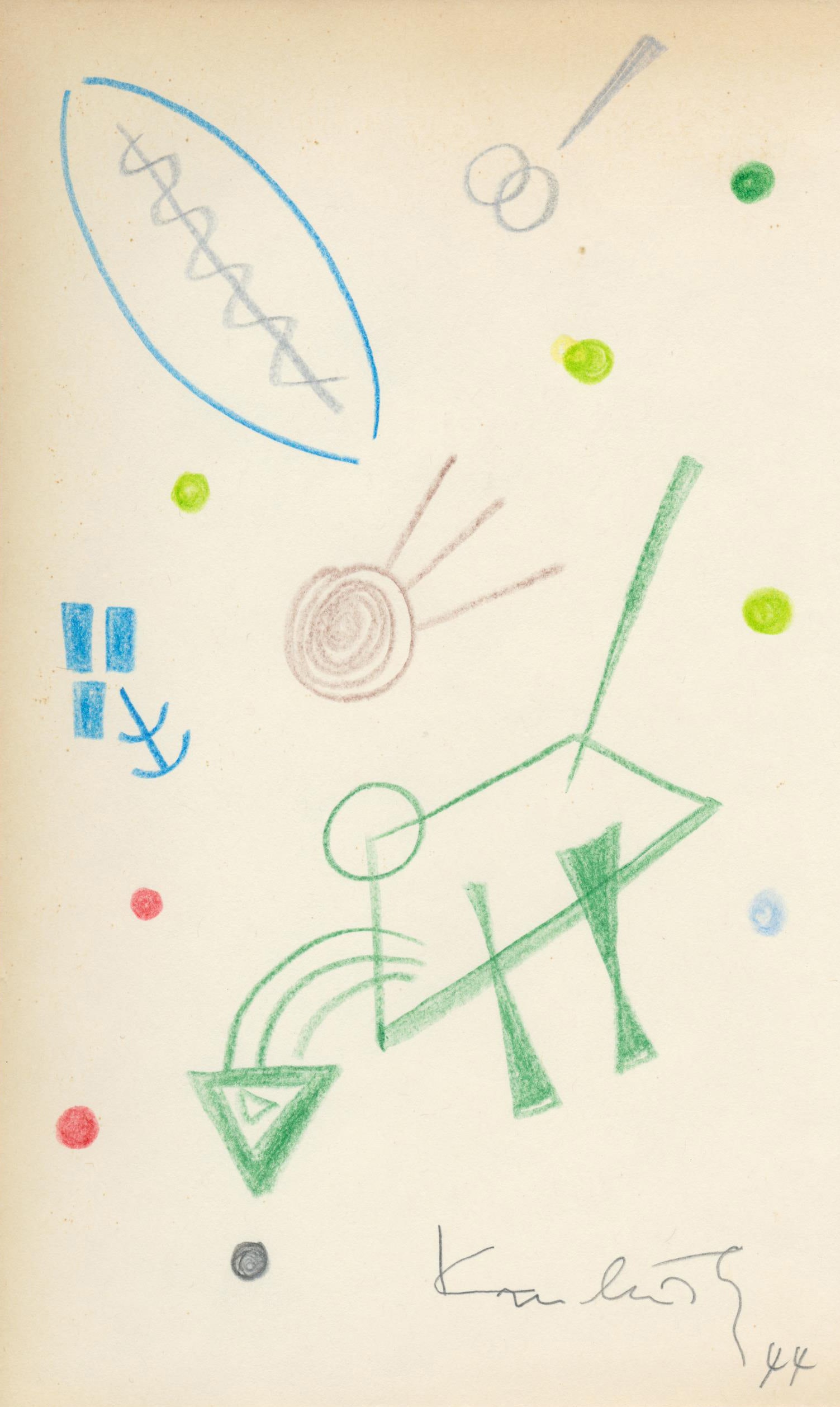 WASSILY KANDINSKY - Composition - Color crayons drawing on paper (1 of 2)