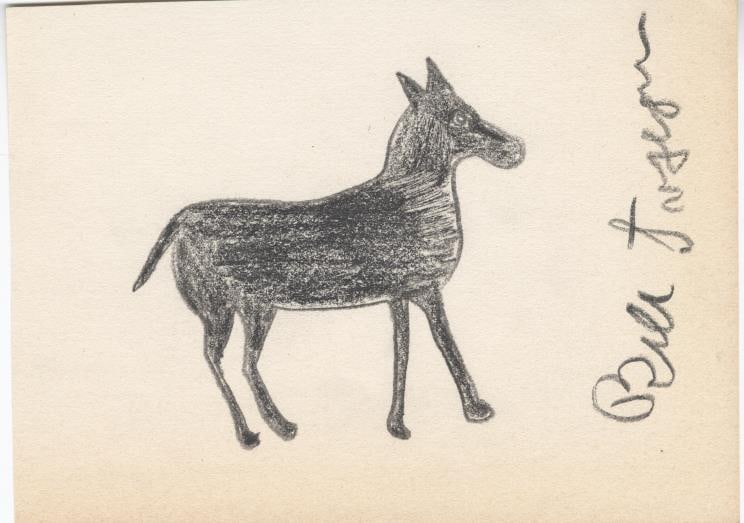 WILLIAM ("BILL") TRAYLOR - Composition - Pencil drawing on paper: Artist: William ("Bill") Traylor (American, 1854-1949). Title: "Composition [Donkey]". Medium: Pencil drawing on paper. Date: Composed c.1939-1942. Dimensions: Overall size: 5 3/16 x 7 1/8 in