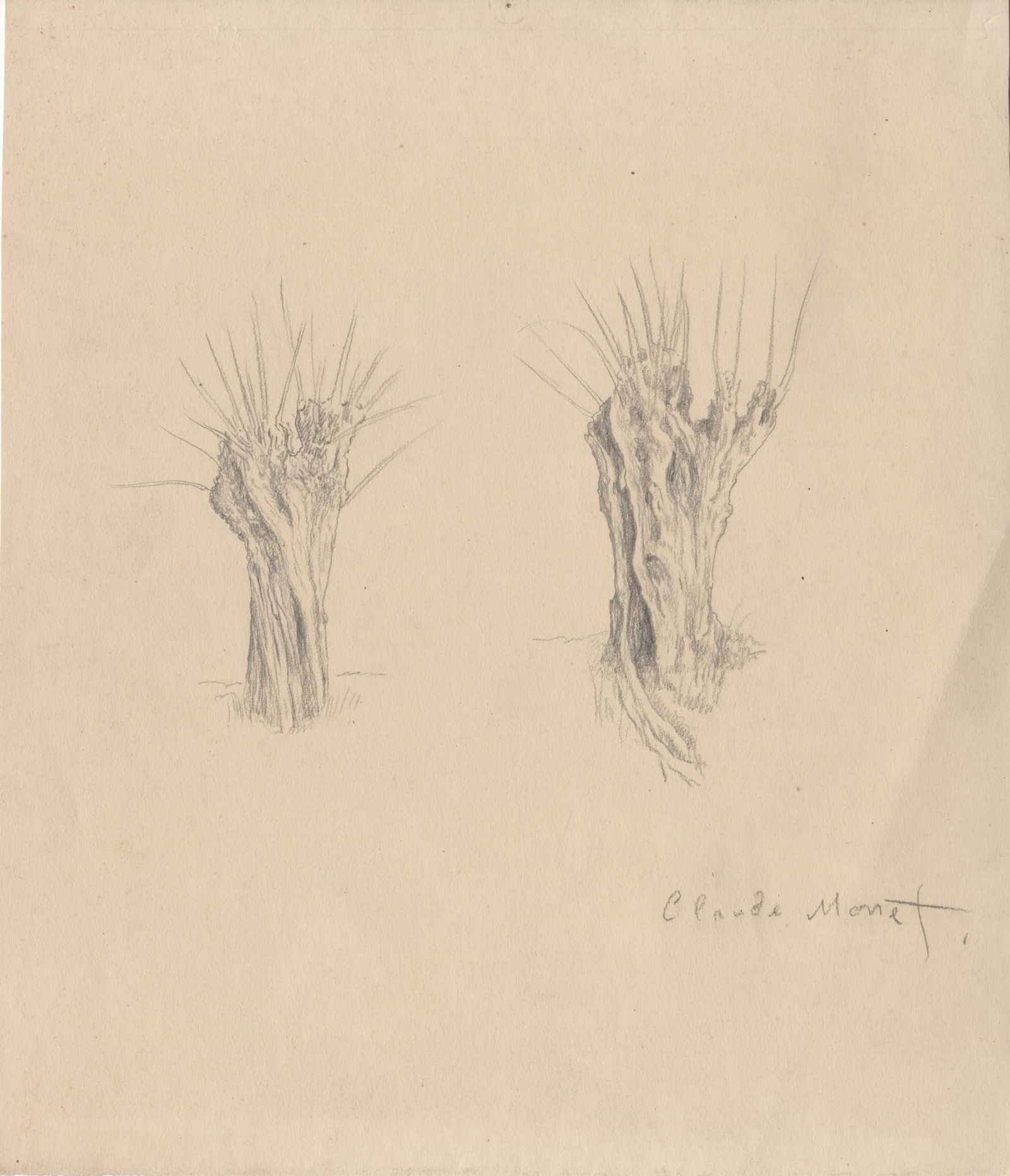 CLAUDE MONET - Deux arbres sans feuilles - Pencil drawing on paper (1 of 2)