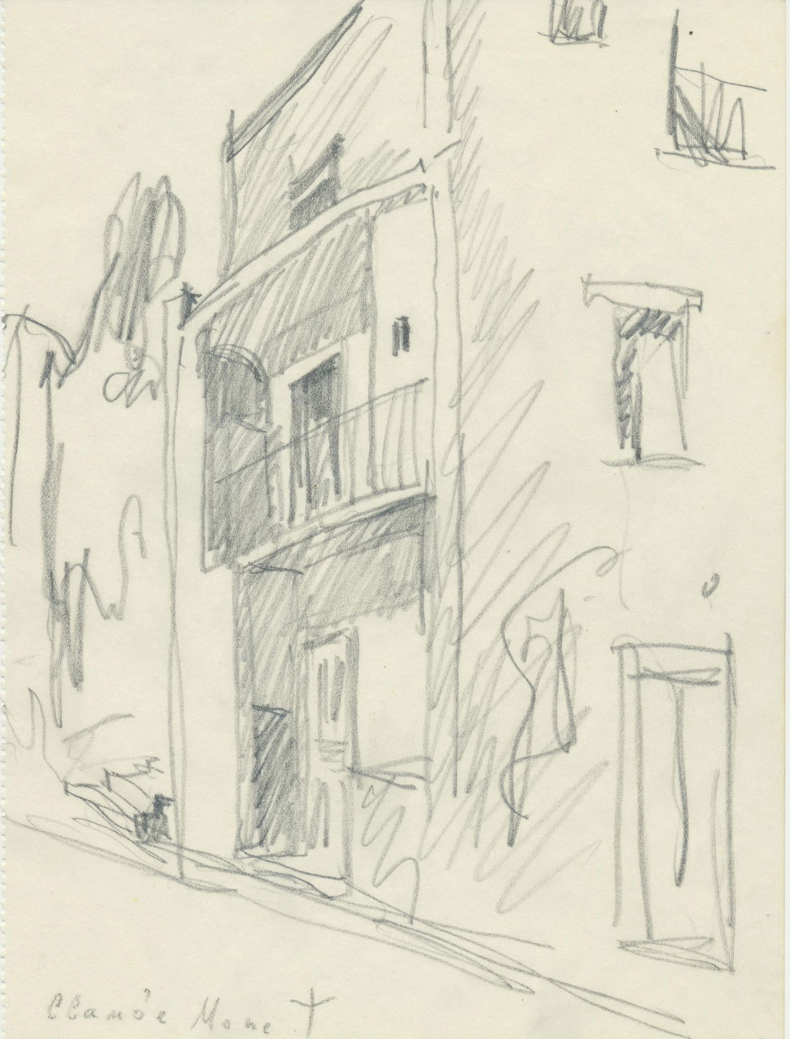 CLAUDE MONET - Immeubles à Giverny - Pencil drawing on paper (1 of 2)