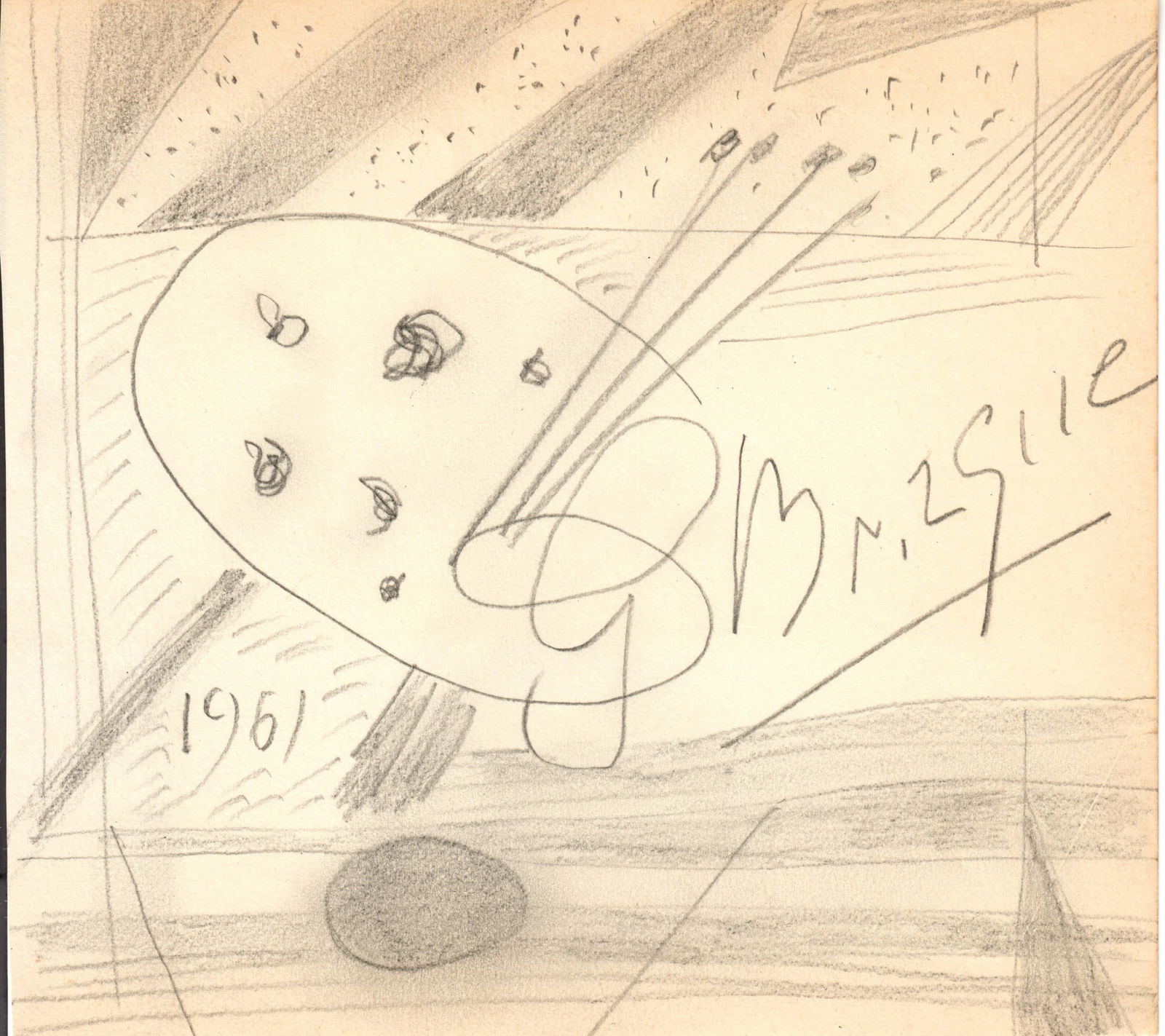 GEORGES BRAQUE - La palette du peintre - Pencil drawing on paper (1 of 2)