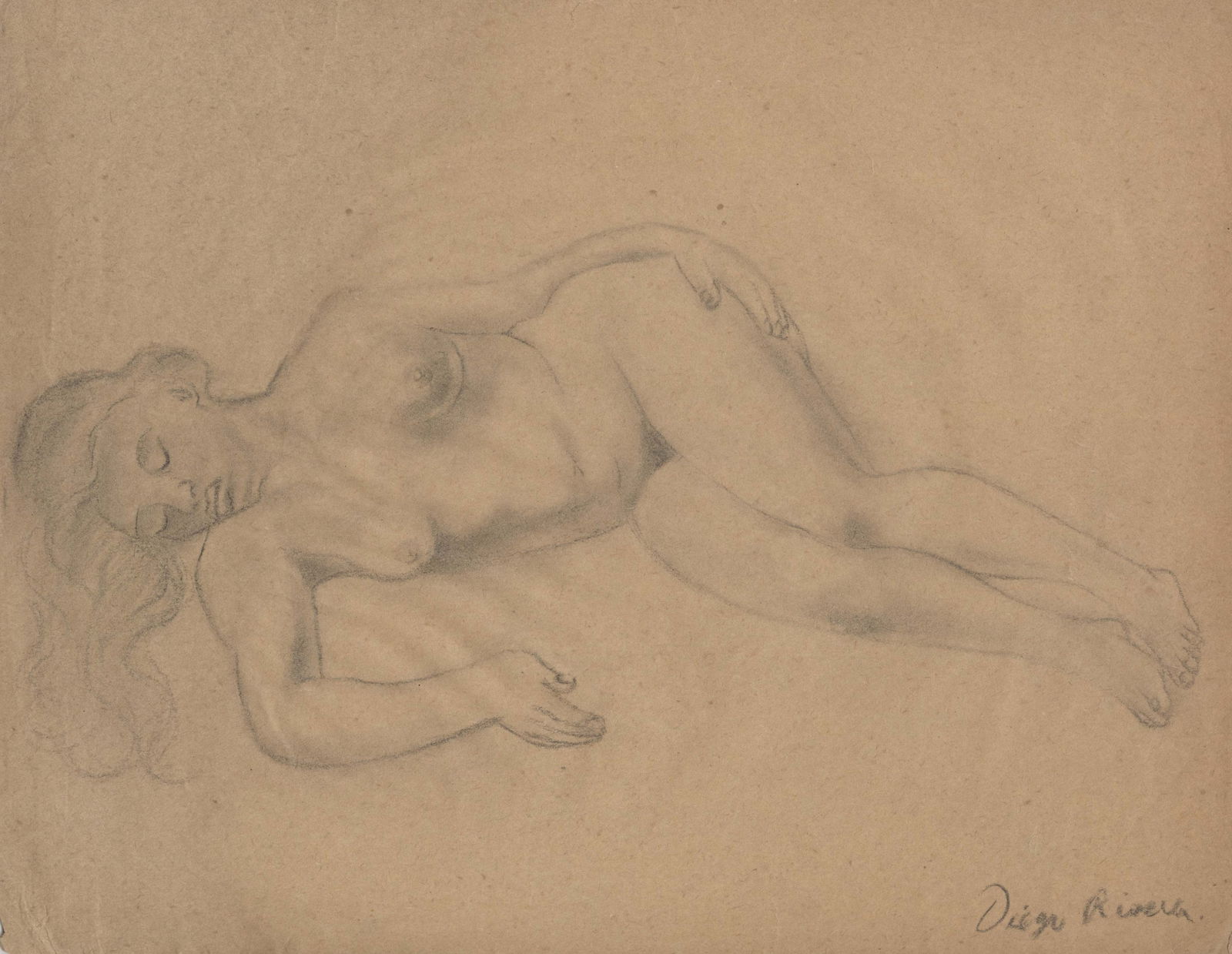 DIEGO RIVERA - Mujer desnuda durmiendo - Pencil drawing on paper (1 of 1)