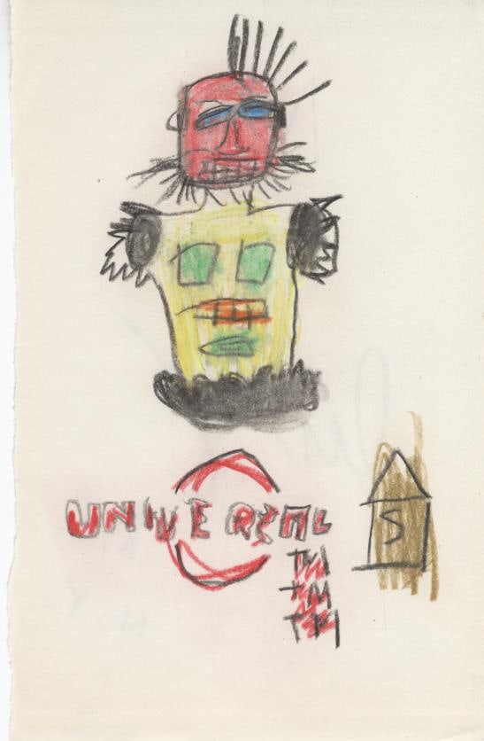JEAN-MICHEL BASQUIAT - Universal - Crayon & pencil drawing on paper (1 of 2)