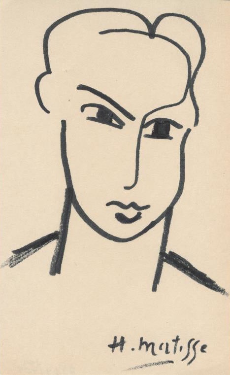 HENRI MATISSE - Visage de femme - Ink and brush drawing on paper (1 of 2)