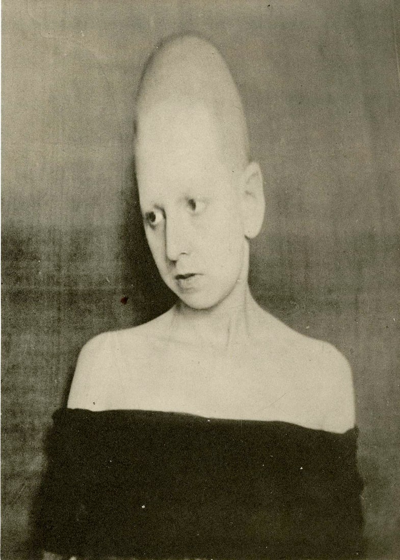 CLAUDE CAHUN - Autoportrait à tête allongée - Original vintage photogravure: Artist: Claude Cahun (French, 1894-1954). Title: "Autoportrait à tête allongée". Medium: Original vintage photogravure. Date: Composed 1928. Printed 1930. Dimensions: Image siz