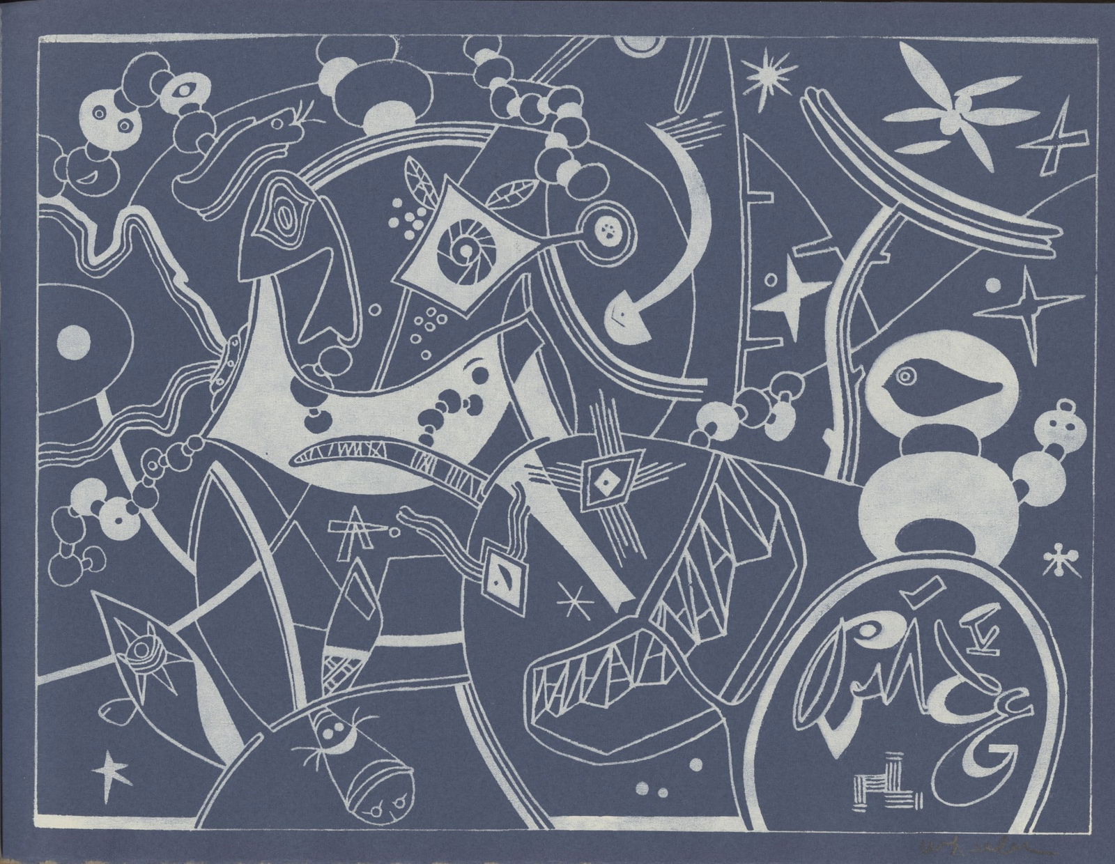 STEVE WHEELER - Marine Garden - Original color silkscreen: Artist: Steve Wheeler (American, 1912 - 1992). Title: "Marine Garden". Medium: Original color silkscreen. Date: Composed 1947. Dimensions: Overall size: 9 7/8 x 12 7/8 in. (251 x 327 mm). Ima