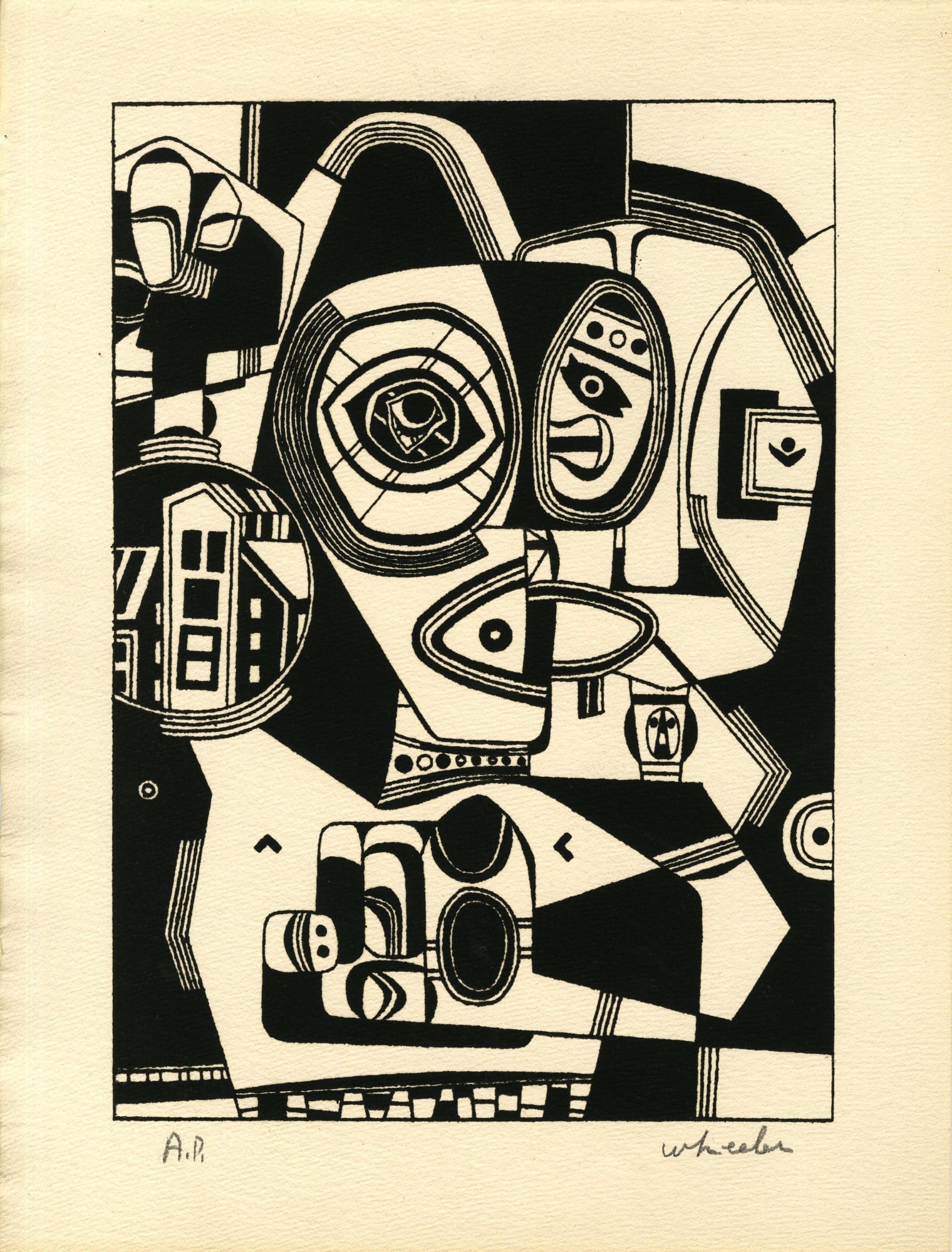 STEVE WHEELER - The Power of Memory - Original silkscreen: Artist: Steve Wheeler (American, 1912 - 1992). Title: "The Power of Memory". Medium: Original silkscreen. Date: Composed 1947. Dimensions: Overall size: 12 7/8 x 9 7/8 in. (327 x 251 mm). Ima