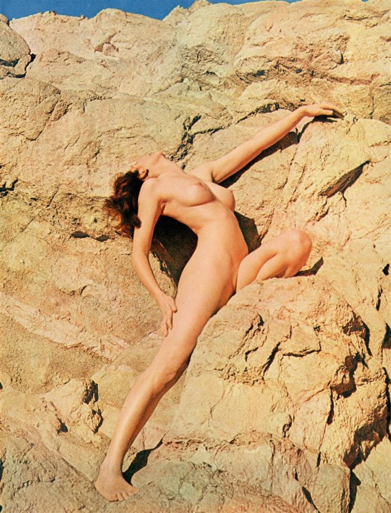 ANDRE DE DIENES - Original vintage color photograv: Andre de Dienes (Romanian/American, 1913 - 1985). "Cliff Dweller". Original vintage color photogravure. c1950. Printed c1950. Image size: 11 9/16 x 8 3/4 in. (294 x 222 mm). [24840] {R100}
