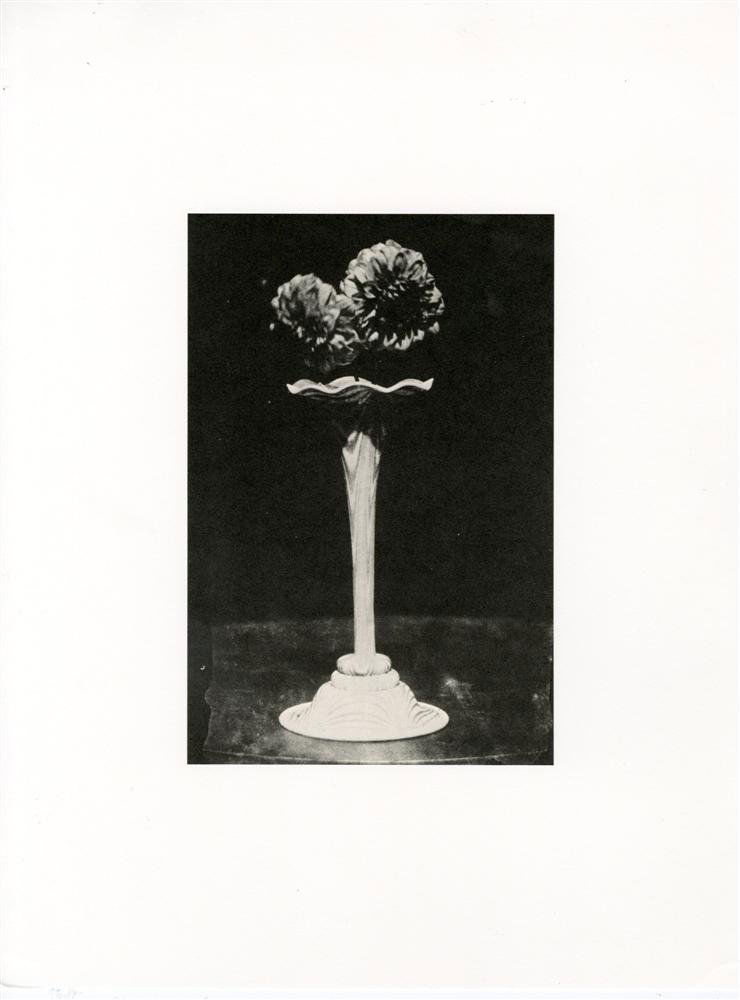 WILLIAM HENRY FOX TALBOT - Original photogravure: William Henry Fox Talbot (English, 1800-1877). "Vase with Dahlias". Original photogravure. c1840s?. Printed later from the original photograph. Fine condition. Overall size: 15 1/2 x 11 13/16 in. (394