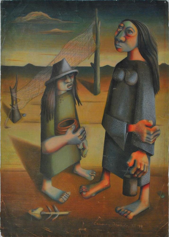 CARMEN CERECEDA - Colored pencil drawing: Carmen Cereceda (Chilean, act.1940s-present). "Composicion". Colored pencil drawing. 1949. Signed and dated, lower right. Fair condition. Provenance: Private collector, Mexico City. Works by Cereceda,