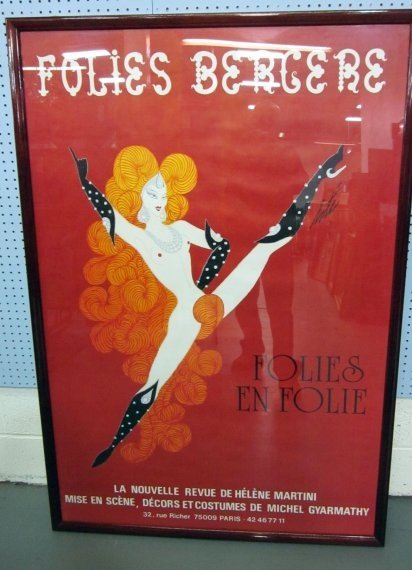 ERTE [ROMAIN DE TIRTOFF] - Original vintage color: Erte [Romain de Tirtoff] (French, 1892-1990). "Folies Bergere/Folies en Folie". Original vintage color lithograph poster. 1974. Signed in pencil, lower right. Fine impression. Very rare when signed. W