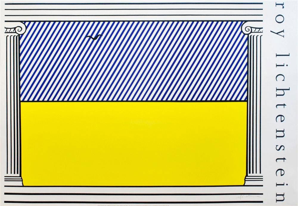 ROY LICHTENSTEIN - Color offset lithograph poster: Roy Lichtenstein (American, 1923-1997). "Liberte". Color offset lithograph poster. 1991. Signed in pencil, lower right. Edition unknown, possibly 100. White wove paper. The full sheet. Fine impression