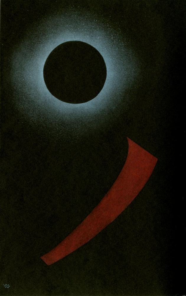 WASSILY KANDINSKY - Original color collotype: Wassily Kandinsky (Russian, 1866 - 1944). "No.688". Original color collotype. 1940. Printed 1949. Signed with the monogram and dated in the image, lower left. Small edition. Thin cream wove paper. Pri