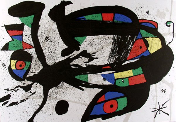 JOAN MIRO - Color lithograph: Joan Miro (Spanish, 1893 - 1983). "Miro II". Color lithograph. 1978. Vertical centerfold as issued. Literature/catalogue raisonne: M1151. Image size: 14 13/16 x 21 5/8 in. (376 x 549 mm). [20842] |150