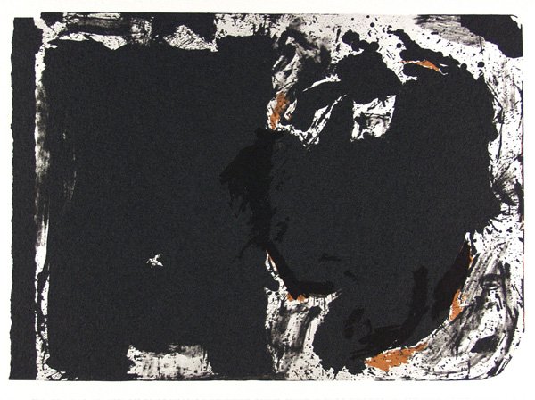 ROBERT MOTHERWELL - Color lithograph: Robert Motherwell (American, 1915 - 1992). "Lament for Lorca [Miniature Edition]". Color lithograph. 1982. Edition of 3,000. Cream wove paper. Full margins. Fine impression. Very fine condition. Handp