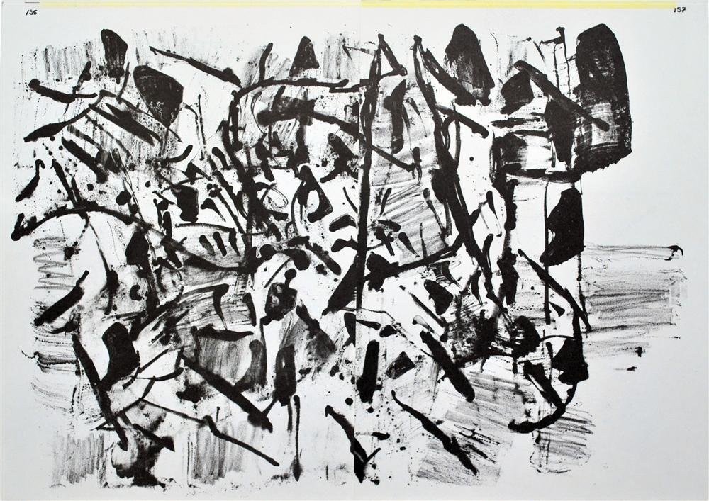 JEAN-PAUL RIOPELLE - Color lithograph: Jean-Paul Riopelle (Canadian, 1923 - 2002). "Composition (156-157)". Color lithograph. 1963. Edition of 2,000. White wove paper. The full sheet. Fine impression with fresh colors. Two un-joined sheets