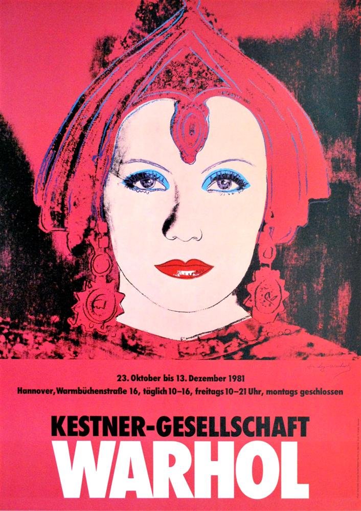 ANDY WARHOL - Color offset lithograph poster: Andy Warhol (American, 1928 - 1987). "Eeva-Inkeri". Color offset lithograph poster. 1981. Signed in ink, lower right. Edition of 2,000. White wove paper. The full sheet. Fine impression. Fine conditio