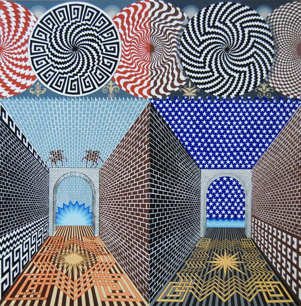 PEDRO FRIEDEBERG - Color silkscreen: Pedro Friedeberg (Italian/Mexican, b.1936). "Laberintos". Color silkscreen. 1997. Signed and editioned, lower left. An artist proof from the edition of unknown size. Cream wove paper. The full sheet.