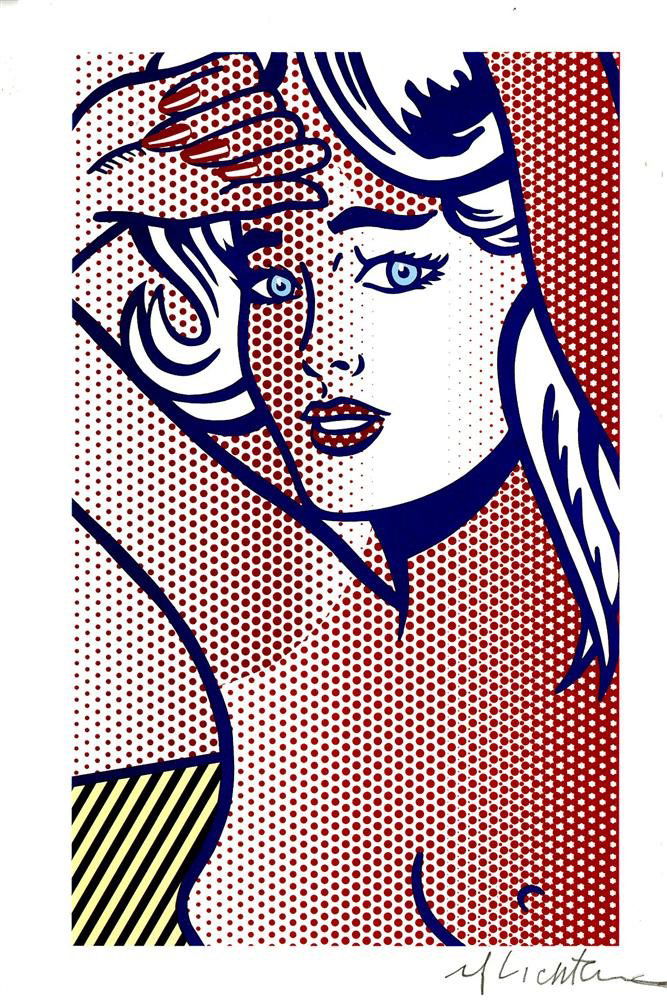 ROY LICHTENSTEIN - Color relief print: Roy Lichtenstein (American, 1923-1997). "Nude with Blue Hair, State I". Color relief print. 1994. Signed in pencil, lower right. Edition of 500. Very light cream wove paper. Ample margins. Fine impres