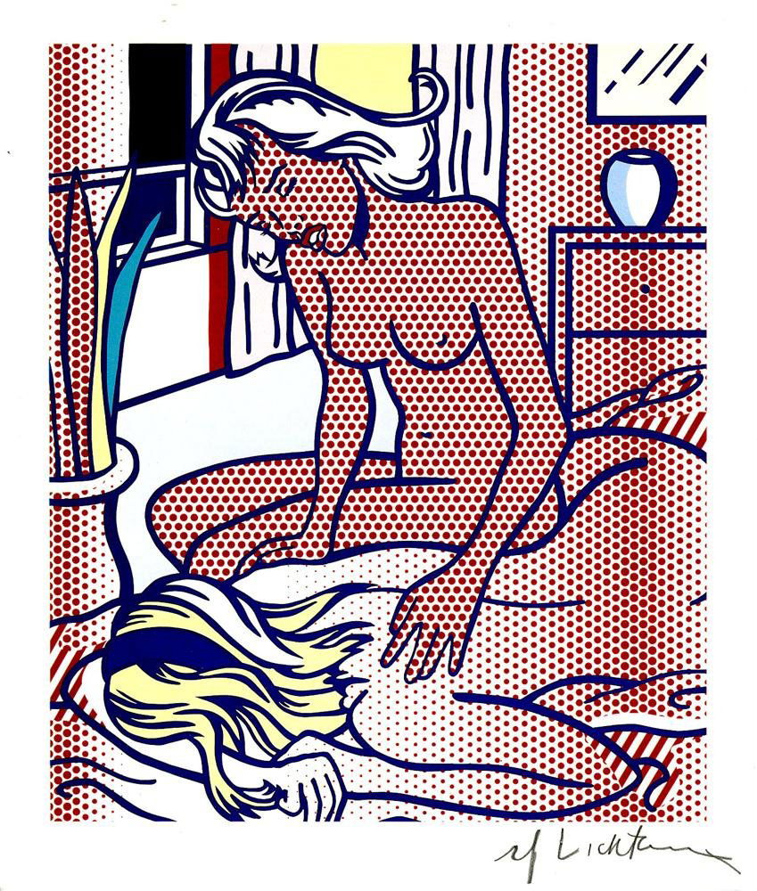 ROY LICHTENSTEIN - Color relief print: Roy Lichtenstein (American, 1923-1997). "Two Nudes, State I". Color relief print. 1994. Signed in pencil, lower right. Edition of 500. Very light cream wove paper. Ample margins. Fine impression. Fine