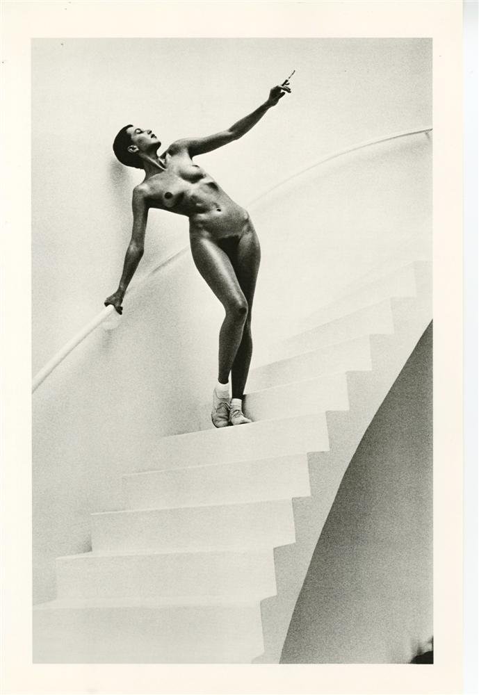 HELMUT NEWTON - Original vintage photolithograph: Helmut Newton (German/Australian, 1920-2004). "In My Studio, Paris". Original vintage photolithograph. 1978. Printed 1979. Signed in blue marker, verso; identified as to title and date, verso. Fine, q