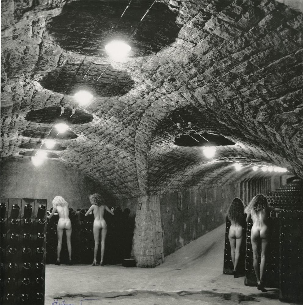 HELMUT NEWTON - Photolithograph: Helmut Newton (German/Australian, 1920-2004). "The Cellars of Ca' del Bosco, Erbusco, Italy". Photolithograph. 1989. Printed 1991. Signed in pen, lower left. Fine, quality printing. Very good conditio