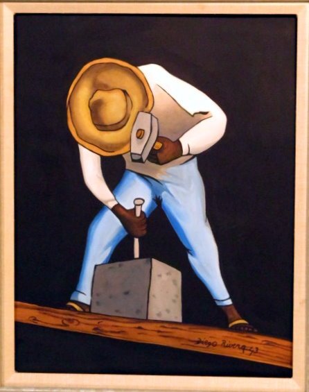 DIEGO RIVERA [BY OR ATTRIB] - Gouache with waterco: Diego Rivera [by or attrib] (Mexican, 1886 - 1957). "Trabajador". Gouache with watercolor on paper. 1943. Signed and dated, lower right. Very good condition. Provenance: Galeria de Arte Misrachi, Mexi