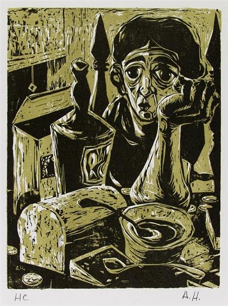 ALVIN HOLLINGSWORTH - Original color woodcut