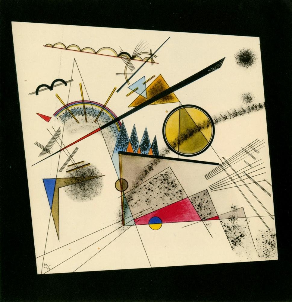 WASSILY KANDINSKY - Original color collotype: Wassily Kandinsky (Russian, 1866 - 1944). "Studie zu einem Bild (Study for a Picture)". Original color collotype. 1923. Printed 1949. Signed with the monogram and dated in the image, lower left. Small
