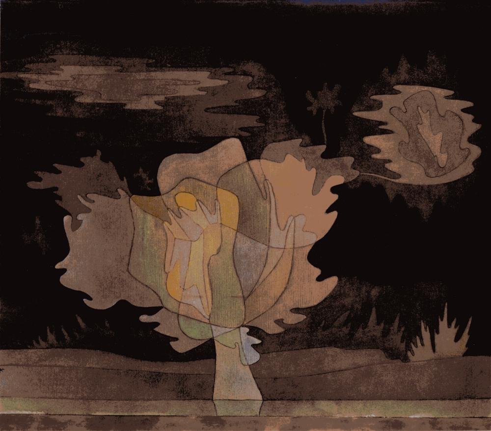 PAUL KLEE [AFTER] - Original color collotype: Paul Klee [after] (Swiss/German, 1879 - 1940). "Before the Snows ["Vor dem Schnee"]". Original color collotype. 1929. Printed 1946. Felix Paul Klee stamp, verso. Small edition. Thin cream wove paper.