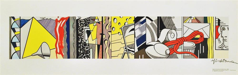 ROY LICHTENSTEIN - Color offset lthograph: Roy Lichtenstein (American, 1923-1997). "Sketch for Greene Street Mural". Color offset lthograph. 1983. Signed in pencil, lower right. Edition of 500. Heavy white wove paper. Full margins. Fine impres