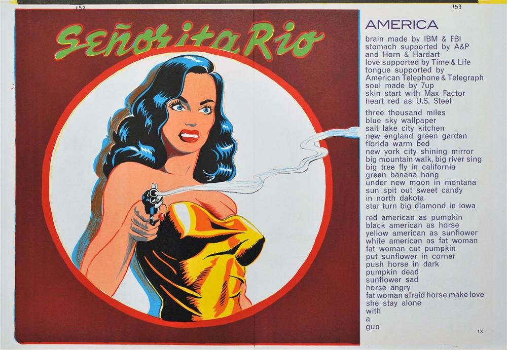 MEL RAMOS - Color lithograph: Mel Ramos (American, b.1935). "Senorita Rio". Color lithograph. 1963. Edition of 2,000. White wove paper. The full sheet. Fine impression with fresh colors. Fine condition; centerfold as issued. For W
