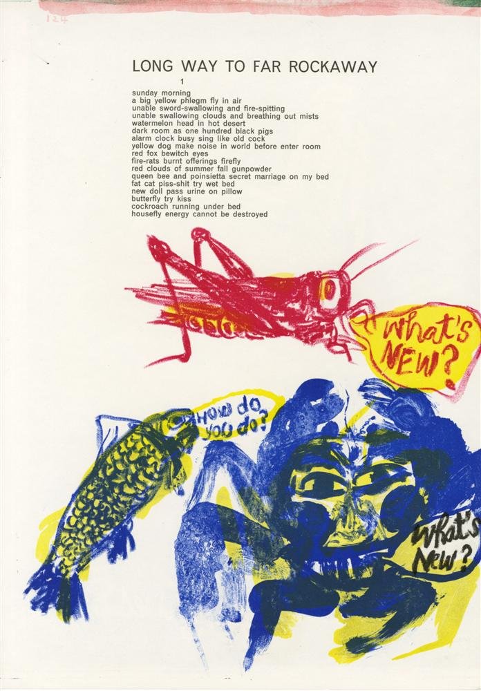 WALASSE TING - Color lithograph: Walasse Ting (Chinese/American, 1929-2010). "What's New?". Color lithograph. 1963. Edition of 2,000. White wove paper. The full sheet. Fine impression with fresh colors. Fine condition. For Walasse Ti